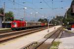 1116 245-0 jagte dem Containerzug mit einem kurzen gemischten Gz gen Arlberg hinterher,Brixlegg (sterreichurlaub 20.08.09)