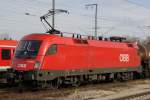 Erinnerungen in Wehmut an wunderschne Werbelokomotiven: 1116 264-1 (ex  Rot Kreuz , ex  EUROMOTION ) vor einem Kesselwagenzug. (Trudering, 20.03.2010).