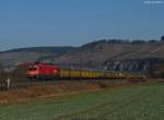 Ein BB Taurus mit der Nummer 1116 117-1 und mit Hccrrs Wgen. Im Hintergrund sind die schnen Weinberge und Felswnde von Himmelstadt zu sehn (war unsere vorherige Fotostelle, in den Weinbergen). Aufgenaommen am 29. Jan 2011 bei meiner ersten Fototour.