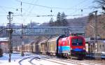 1116 017 am Audigterzug 47123 nach Gyr bei der Durchfahrt in Tullnerbach-Pressbaum am 18.1.2012.