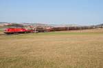 BR 1116 vor einem Gterzug Richtung Westen, am 18.03.2012 bei Neulengbach.