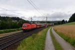 1116 110 mit einem REX nach Linz Hbf am 14.07.2012 unterwegs bei Ingling.