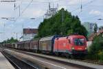 1116 072 mit dem Audizug nach Gyr steht auf dem Ausweichgleis in Snching, 07.08.2012