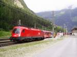 BB 1116 217 mit Tauernbahn Autoschleuse in Bahnhof Bckstein am 22.07.2007