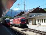 07.08.2012 - BB 1116 095 + S2 nach Innsbruck am Bahnhof Landeck