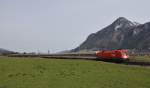 1116 057-1 kommt am 20.3.2013 mit einem Sonderzug nach Tirol, hier bei Niederaudorf.