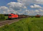 1116 165 mit einem Schiebewandwagenzug am 28.05.2013 bei Batzhausen.