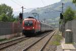 1116 118 mit OIC 649 Innsbruck Hauptbahnhof-Wien Westbahnhof auf Bahnhof Brixen im Thale am 28-7-2013.