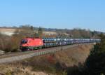 1116 040 mit einem Autozug am 22.02.2012 bei Laaber.