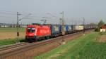 1116 280 mit KLV-Zug bei Herbertshofen (03.04.2014)