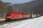 1116.161 + 1116.051 mit Güterzug zwischen Bruck/Mur und Pernegg am 7.02.2015.