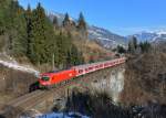 1116 036 mit dem SOB-Sonderzug am 21.02.2015 bei Bad Hofgastein.