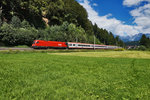 1116 050-6 fährt mit dem IC 690 (Flughafen Wien (VIE) - Salzburg Hbf - Villach Hbf), nahe Mitterberghütten vorüber.