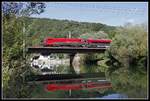 1116 152 mit Railjet auf der Mürzbrücke in Kapfenberg am 20.09.2019.