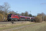 ÖBB 1116 217 mit RJX 60 (Budapest - München) bei Eglharting, 25.02.2026 (Die Aufnahme entstand vom Feldrand aus.)