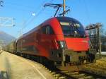 1116 237-9 mit railjet 632 (Lienz - Wien Hbf) am 18.2.2015 im Bahnhof Greifenburg-Weißensee.