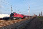 1116 224 mit railjet 864 von Flughafen Wien nach Innsbruck, aufgenommen am 14.12.2015 bei Mannswörth.