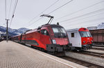 1116 220-5 am Zugschluss vom railjet 632, am 9.11.2016, im Bahnhof Lienz.