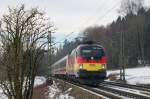 1116 036 (EM - Deutschland) mit EC 113 bei Mauerkirchen (04.01.2008)