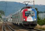 EM Werbelok 1116 056  Rumaenien  am R 2270 von Wien Westbahnhof nach Retz. Fotografiert am 18.06.2008 kurz nach Leobendorf-Burg Kreuzenstein.