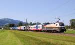 Mit 75 Minuten Versptung ist am 16.07.2009  die 1116 280 mit dem Rola 41411 in  Micheldorf durchgefahren.