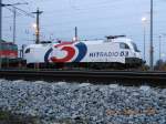 Betriebspause fr die Werbelok  3  der sterreichischen Bundesbahnen am spten Nachmittag des 5.11.2012 auf dem Zentralverschiebebahnhof Wien-Kledering.