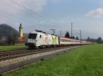 Die 1116 130 mit einem OIC nach Wien am 21.04.2013 unterwegs bei Niederaudorf.