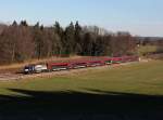 Die 1116 222 mit einem RJ am 28.12.2013 unterwegs bei Übersee.