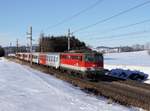 Die 1142 618 mit einem REX nach Linz am 05.02.2017 unterwegs bei Kimpling.