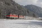 1142 698 und 1142 593 ziehen am 18.01.2018 den EC164 bei Pernegg Richtung Norden.