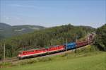 1142 644 und die 1142 667 fuhren mit dem Kohleganzzug 49030 von Werndorf nach Breclav pred und dann weiter nach Polen.