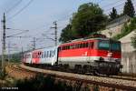 BB 1142 632-7 schiebt REX 5920 Linz - Passau, hinter der Lok mit RegioBiking - Wagen, Passauer Bahn KBS 150 Wien - Passau, fotografiert am Granitwerk Schrding am 05.07.2012