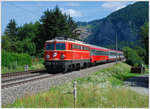 Auch diese Fotostelle ist  gestorben  1142 682 in herrlichstem Altlack mit ihrem OIC 559 „Stadt Bruck an der Mur“ von Wien nach Graz zwischen Peggau-Deutschfeistritz und Graz am 29.7.2009