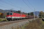 1144 223 + 1144 071 mit Güterzug bei Niklasdorf am 19.10.2017.