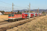 1144 069 mit einem REX nach Krems/Donau kurz nach Muckendorf-Wipfing. Die Aufnahme entstand am 27.02.2019.