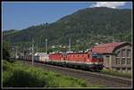 1144 045 + 1144 003 mit Güterzug bei Kapfenberg am 3.06.2019.