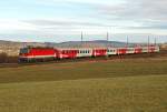 BB Rh 1144 am 20.01.2008 vor dem Regionalexpre 1622 von Wien Westbahnhof nach Amstetten, fotografiert kurz nach Neulengbach.