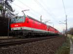 Ein BR 1144-Packet fhrt mit einer Rangierlok und einer weiteren 1144er im Schlepp am 18.11.2008 durch Pill-Vomperbach.