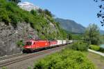 1216 006 + 1144 274 mit dem Paneuropa/Terrantrans-KLV am 19.05.2012 unterwegs bei Jenbach.