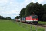 1144 243 mit einem Containerzug in Grokarolinenfeld am 17.07.2012