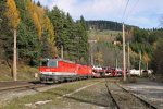 1144.095+1116 mit G-55501 bei der Durchfahrt durch das herbstliche Breitenstein am 16.11.13