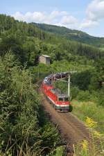 1144.109+1116 fahren mit G-46741 am Eichberg zwischen Höllgraben und Steinbauer am 26.7.14 bergwärts.