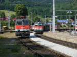 Durch Fahrt der 1144 030 neben der 1144 046 am 13.06.2014 in Leoben