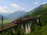 1144 XXX mit IC 690 (Wien Westbahnhof - Villach Hbf) am 5.7.2015 auf der Pfaffenberg-Zwenberg-Brücke.