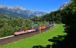 1163 002 + 1163 004 mit dem Kaindlzug am 03.09.2021 bei Pfarrwerfen.