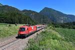 1216 015 mit EC 84 am 28.06.2019 bei Campo di Trens.