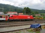 Taurus 1216 237 fhrt mit EC 101  Joze Plecnik  von Prag ber Summerau, Linz, Selzthal, Graz, Leibnitz, Spielfeld-Strass Maribor und Celje nach Ljubliana. Leoben am 31.07.08