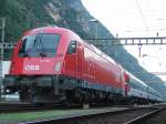 Die ganz neue BB Br 1216 003-4 am 26.6.05 fr Testfahrten in Biasca