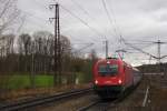 BB 1216 019 mit dem EC 87 von Mnchen Hbf nach Venezia Santa Lucia, in Grafing Bahnhof; 15.01.2011