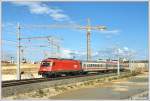 1216 234 mit dem IC 172 Vindobona an der Baustelle des Bahnhofes Wien Europa Mitte, 20.6.2011